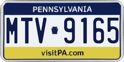 PA license plate MTV9165