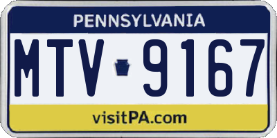 PA license plate MTV9167