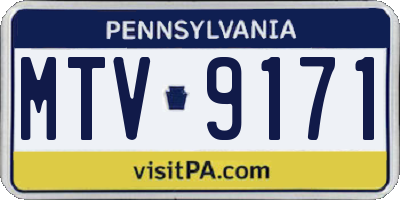 PA license plate MTV9171