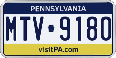 PA license plate MTV9180
