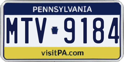 PA license plate MTV9184