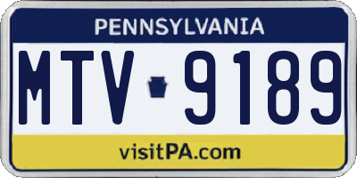 PA license plate MTV9189