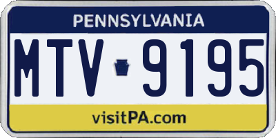 PA license plate MTV9195