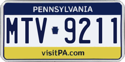 PA license plate MTV9211