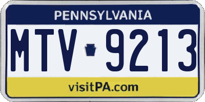 PA license plate MTV9213