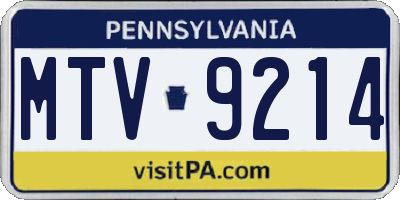 PA license plate MTV9214
