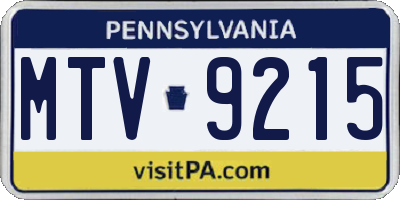 PA license plate MTV9215