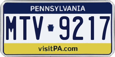 PA license plate MTV9217