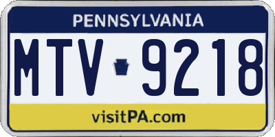PA license plate MTV9218