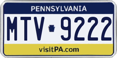 PA license plate MTV9222