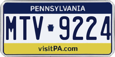 PA license plate MTV9224
