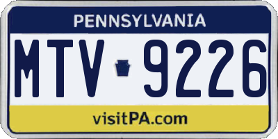PA license plate MTV9226