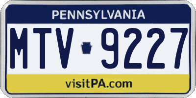 PA license plate MTV9227