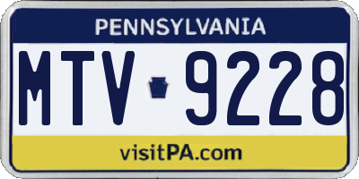 PA license plate MTV9228