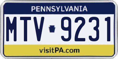 PA license plate MTV9231