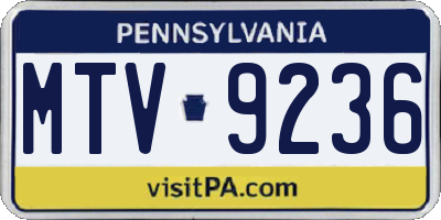 PA license plate MTV9236