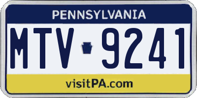 PA license plate MTV9241