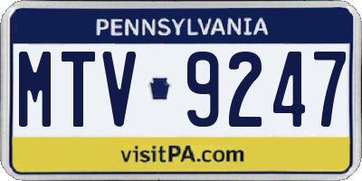 PA license plate MTV9247