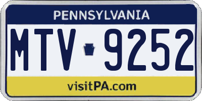PA license plate MTV9252