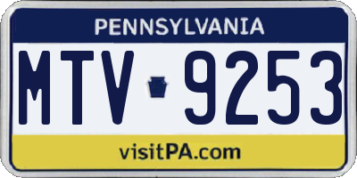 PA license plate MTV9253