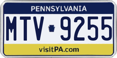 PA license plate MTV9255