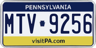 PA license plate MTV9256