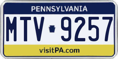 PA license plate MTV9257
