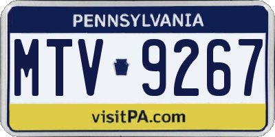 PA license plate MTV9267