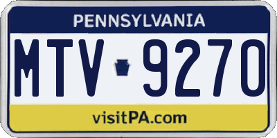 PA license plate MTV9270