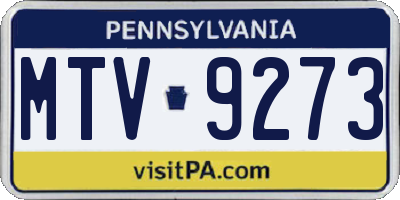 PA license plate MTV9273
