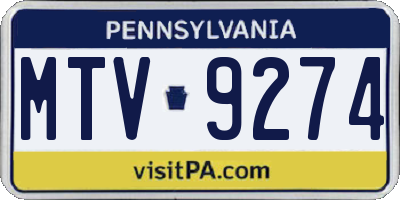 PA license plate MTV9274