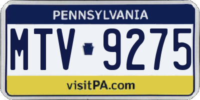 PA license plate MTV9275