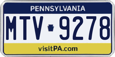 PA license plate MTV9278
