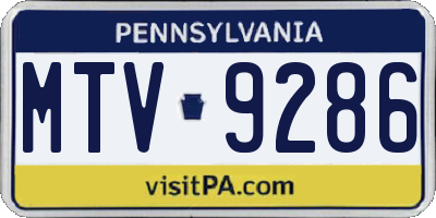 PA license plate MTV9286