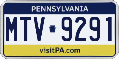 PA license plate MTV9291