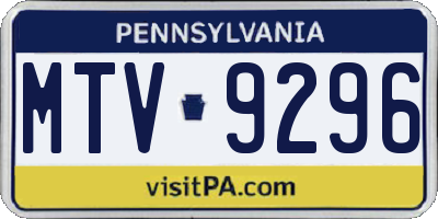 PA license plate MTV9296