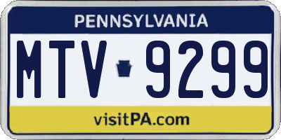 PA license plate MTV9299