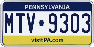 PA license plate MTV9303