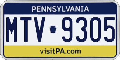PA license plate MTV9305