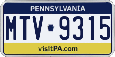PA license plate MTV9315