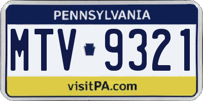 PA license plate MTV9321