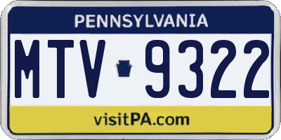 PA license plate MTV9322