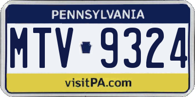 PA license plate MTV9324
