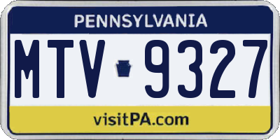 PA license plate MTV9327