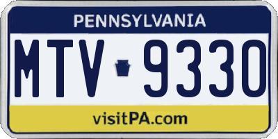 PA license plate MTV9330