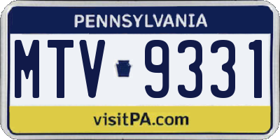 PA license plate MTV9331