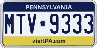 PA license plate MTV9333