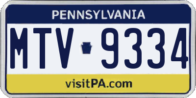PA license plate MTV9334
