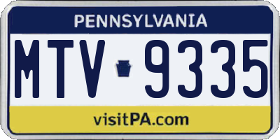 PA license plate MTV9335