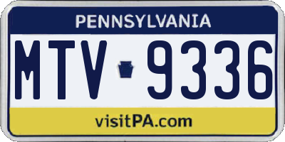 PA license plate MTV9336